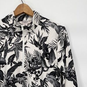 Tommy Bahama 1/4 Zip Pullover Women L Tropical Floral Golf Pickleball